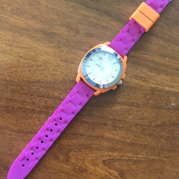 Coach Silcone Watch Pink/Orange - Picture 2 of 5